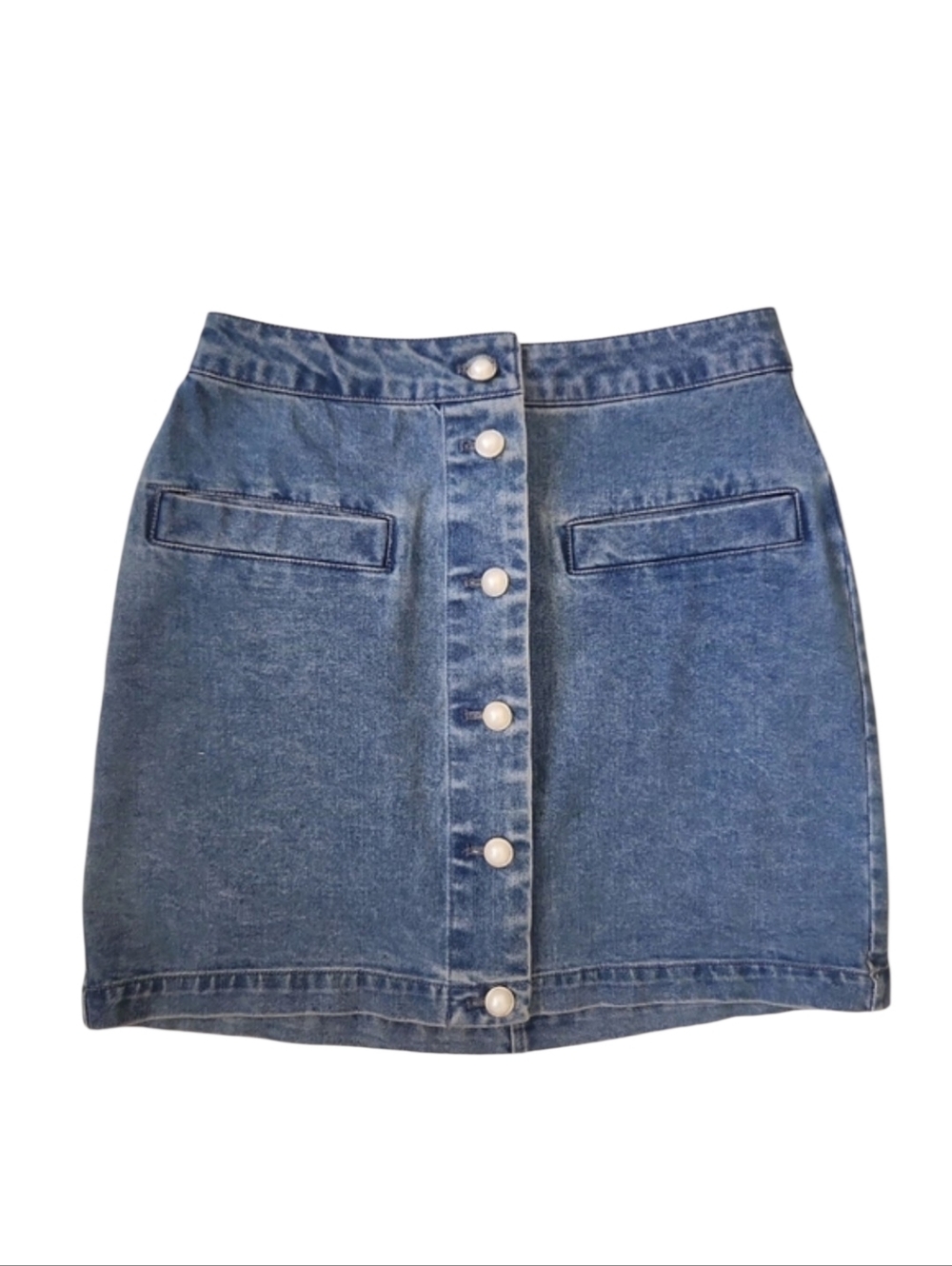 House Of Harlow | EUC Denim Skirt Pearl Buttons Mini‎ Size 4